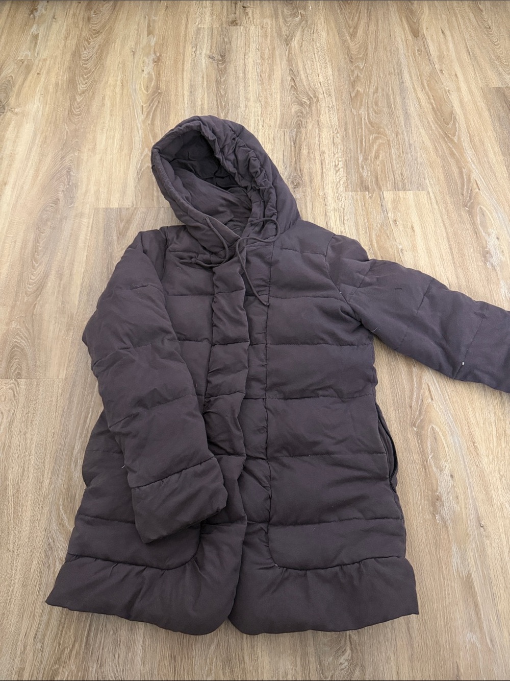 Free People Hooded Puffer Coat deep purple